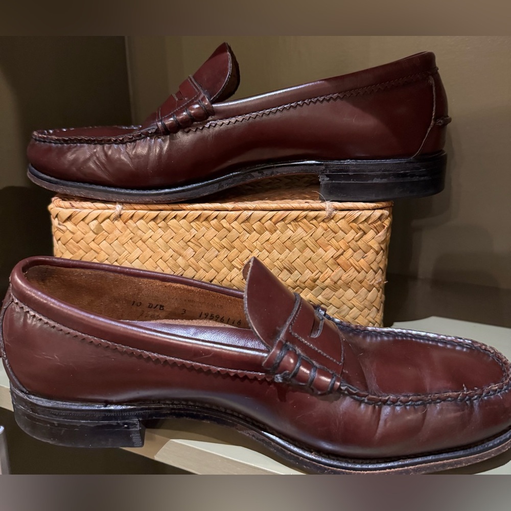 Hanover Leather Penny Loafers Brown Slip On Classic Dress Shoes Mens 10 D/B